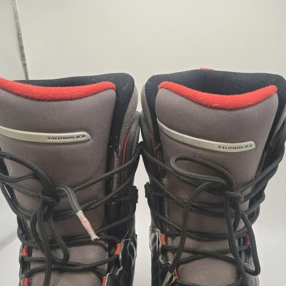 Salomon Talapus Snowboard Boots Size 5 Black & Red Lace Up Thermicfit